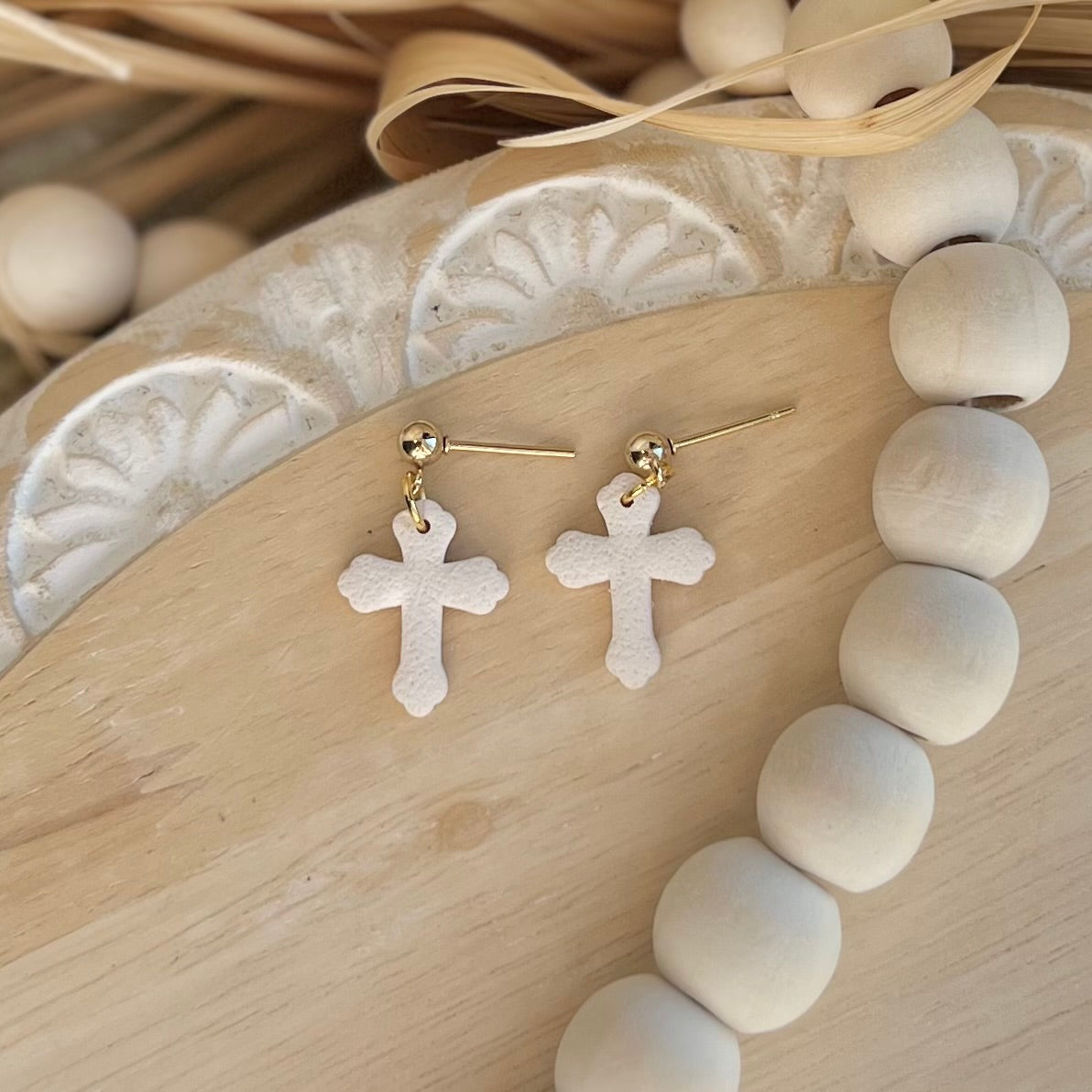 White Cross Dangles