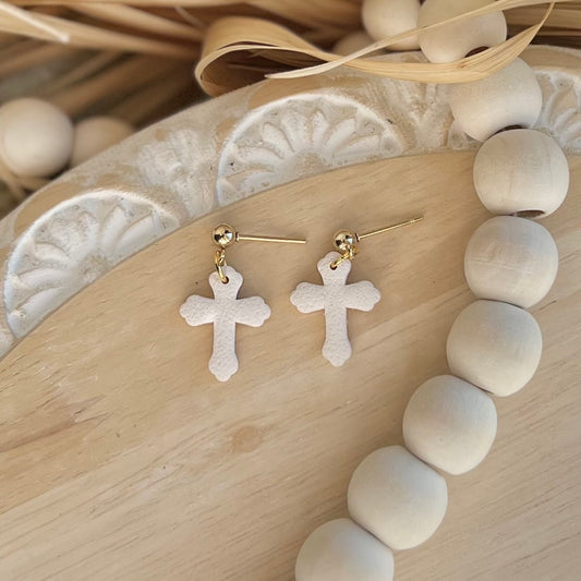 White Cross Dangles