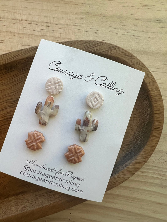 Quartz Cactus Trio Stud Pack