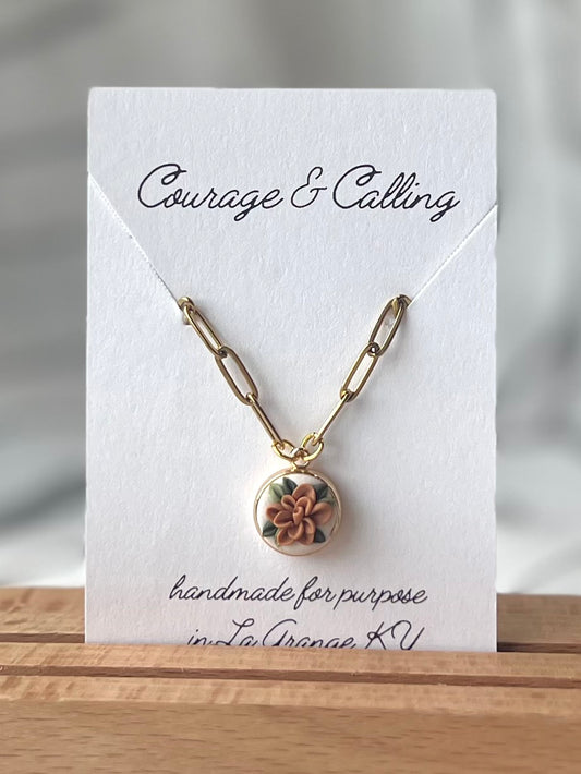 Apricot Chrysanthemum Necklace