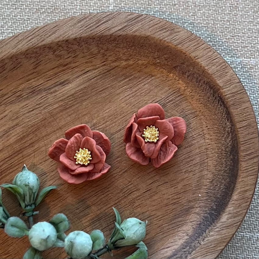 Textured Flower Statement Studs