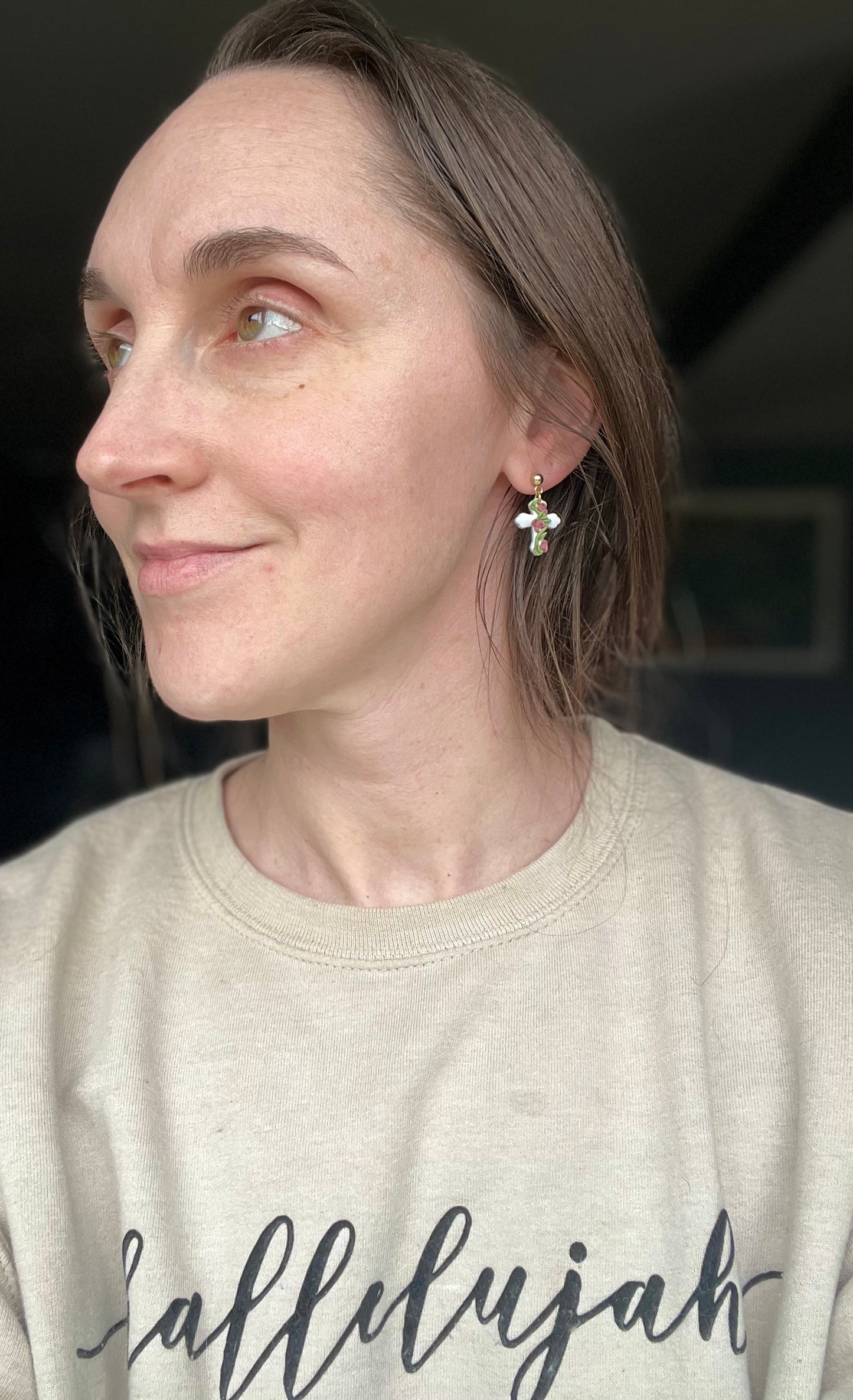 Floral Cross Dangles