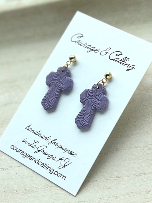 Scallop Cross Dangles in Violet