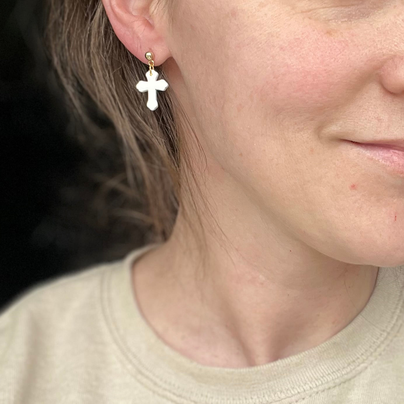 White Cross Dangles