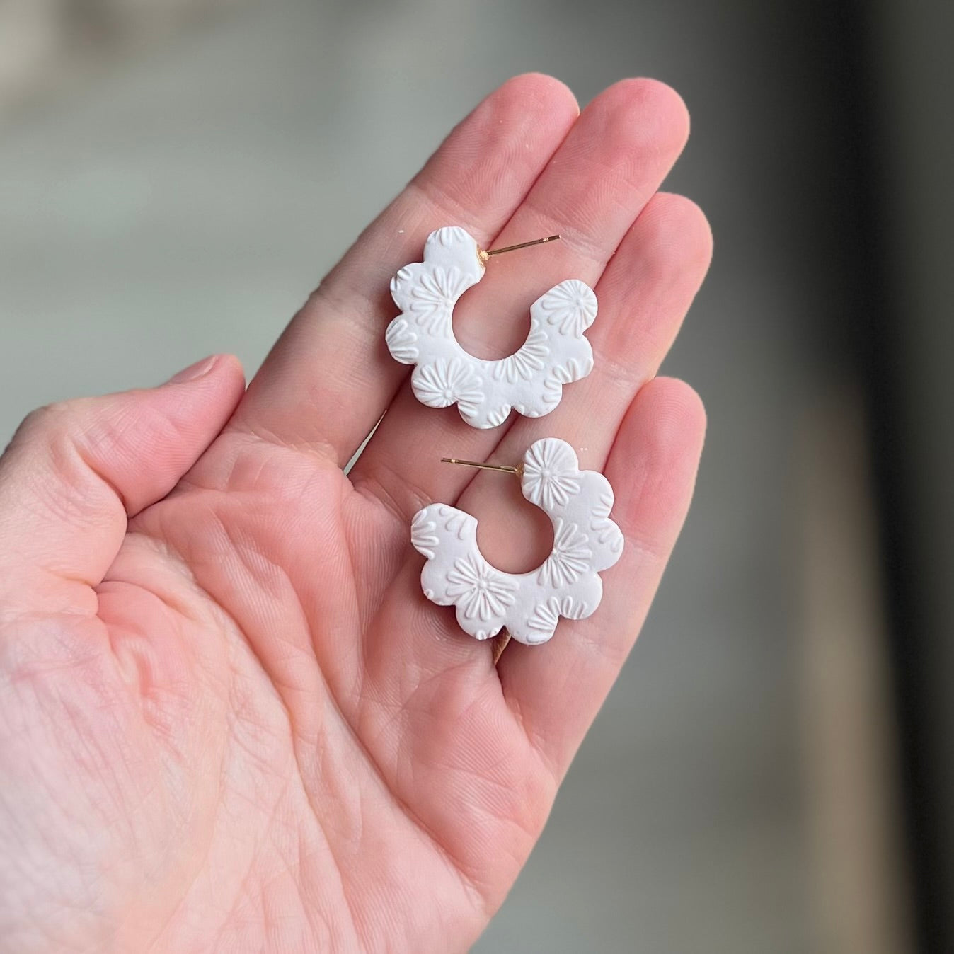 Textured Scallop Clay Hoops