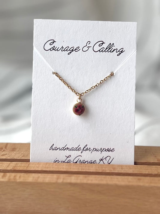 Micro Red Rose Necklace