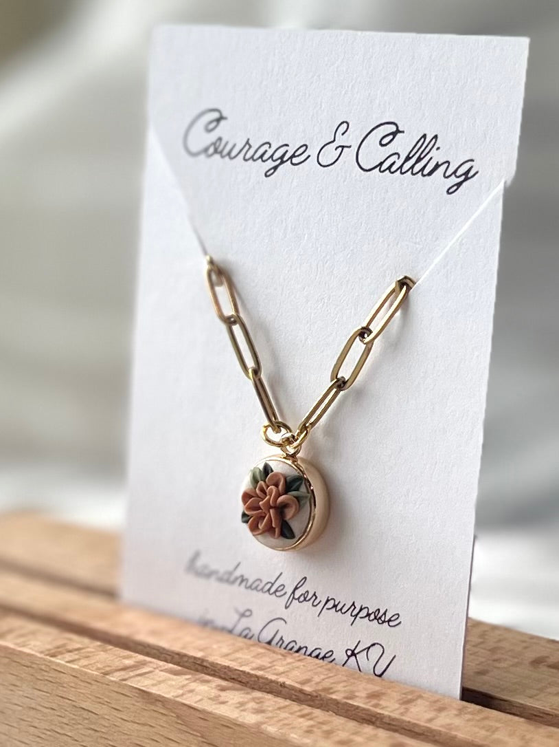 Apricot Chrysanthemum Necklace