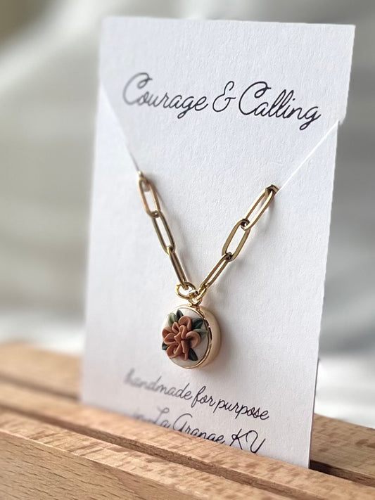 Apricot Chrysanthemum Necklace