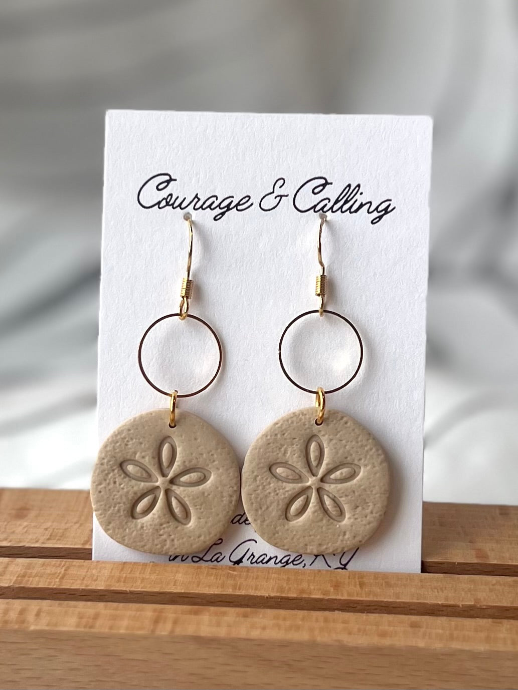 Sand Dollar Dangles in Tan