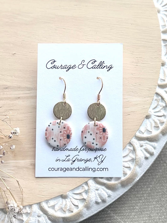 Peach Aztec Transfer Circle Dangles