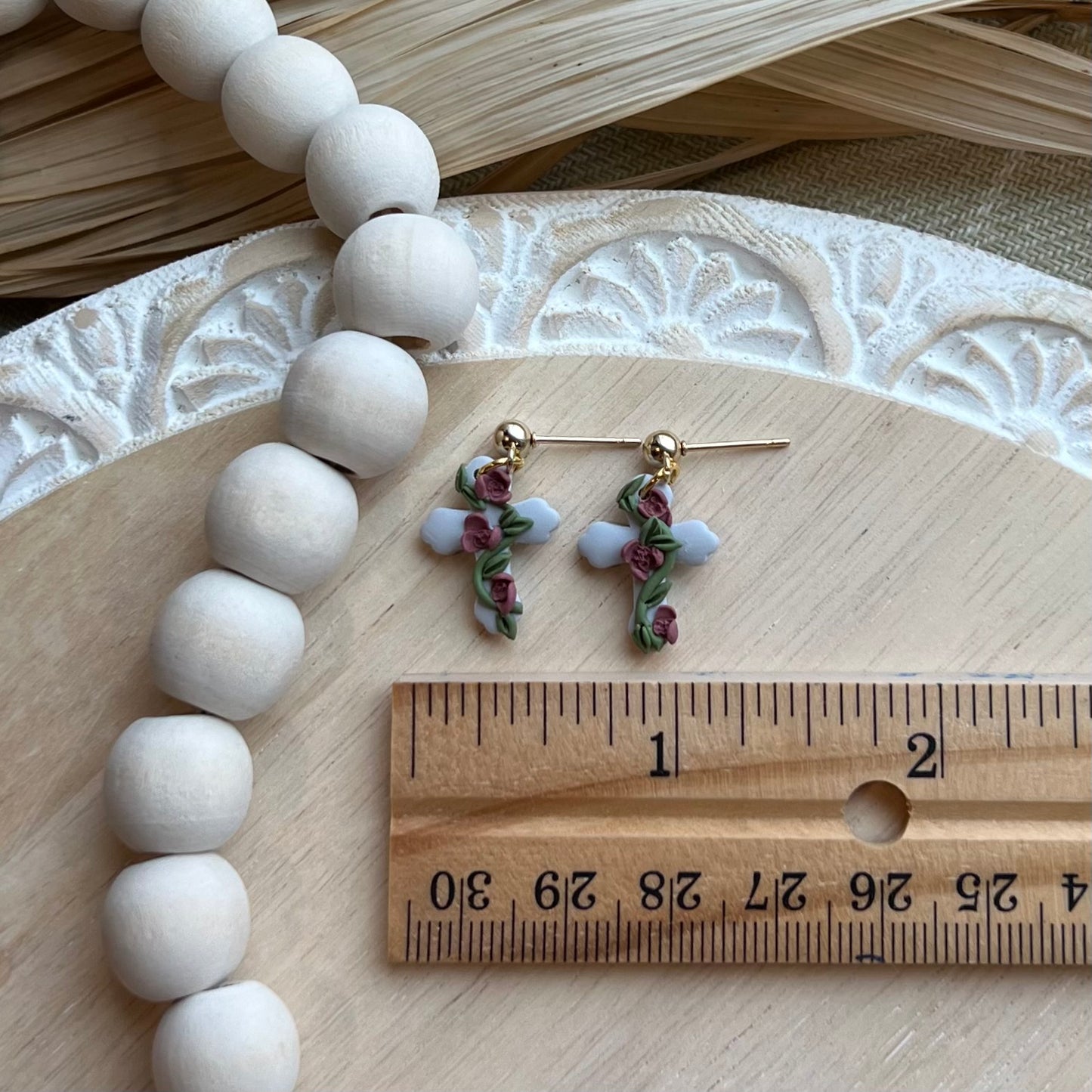 Floral Cross Dangles