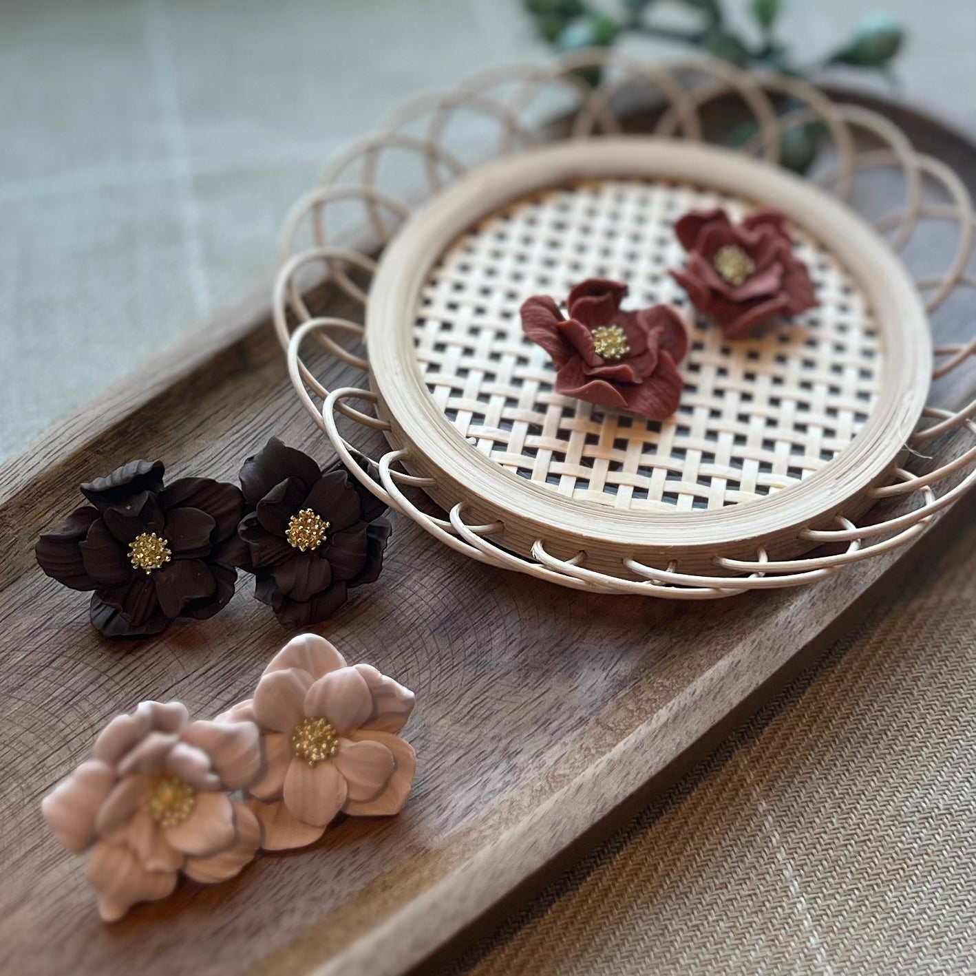 Textured Flower Statement Studs