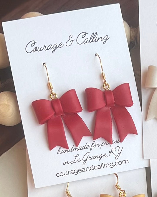Red Ribbon Bow Dangles