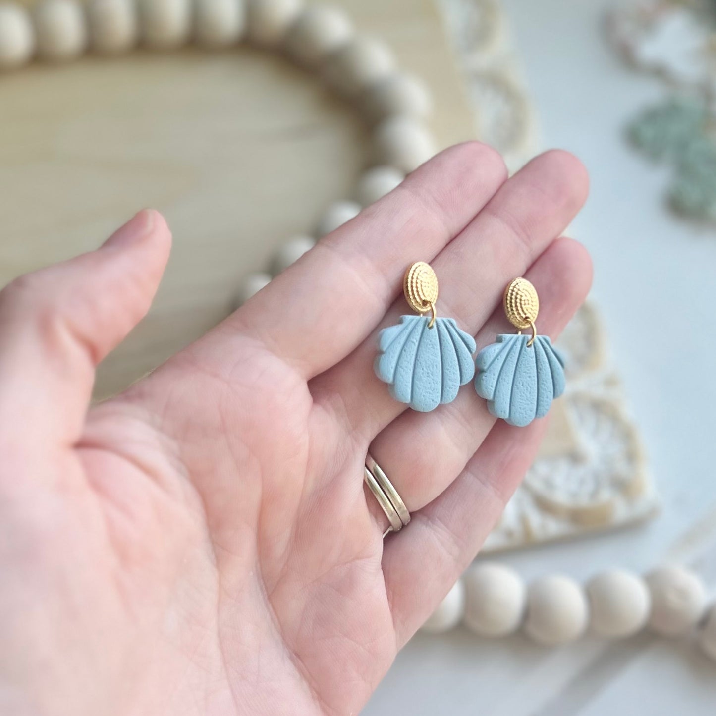 Hammered Oval Shell Dangles