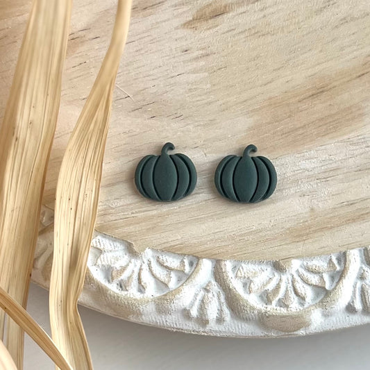 Dark Sage Pumpkin Studs