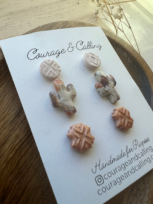 Quartz Cactus Trio Stud Pack