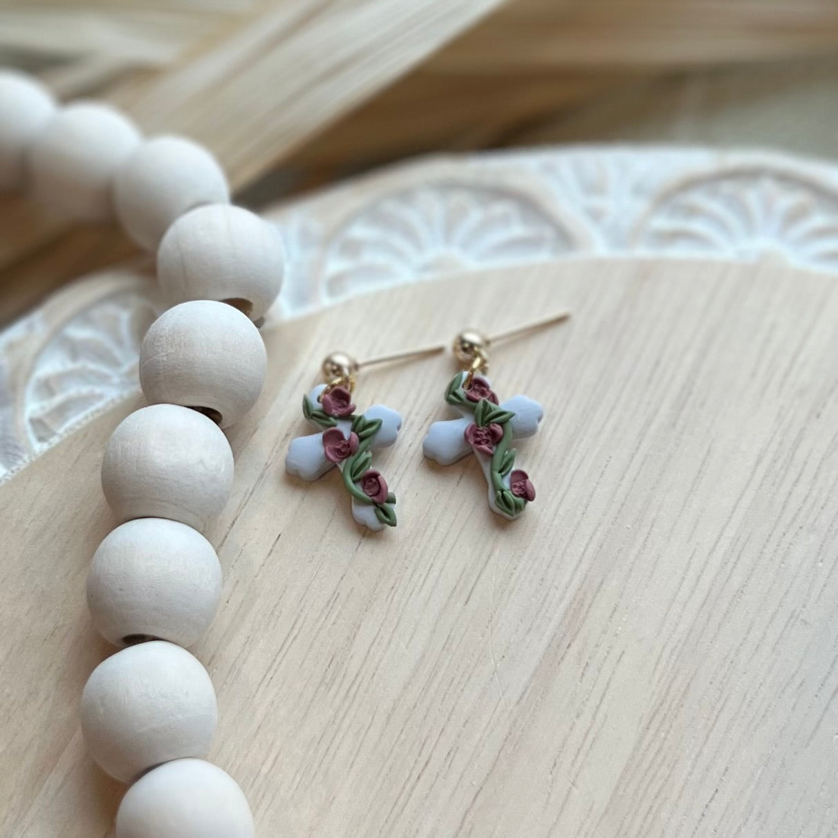 Floral Cross Dangles