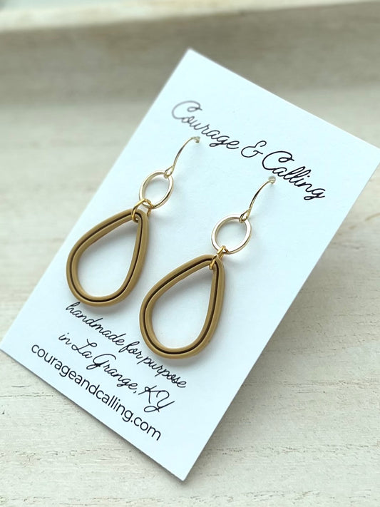 Skinny Loop Dangles in Mustard