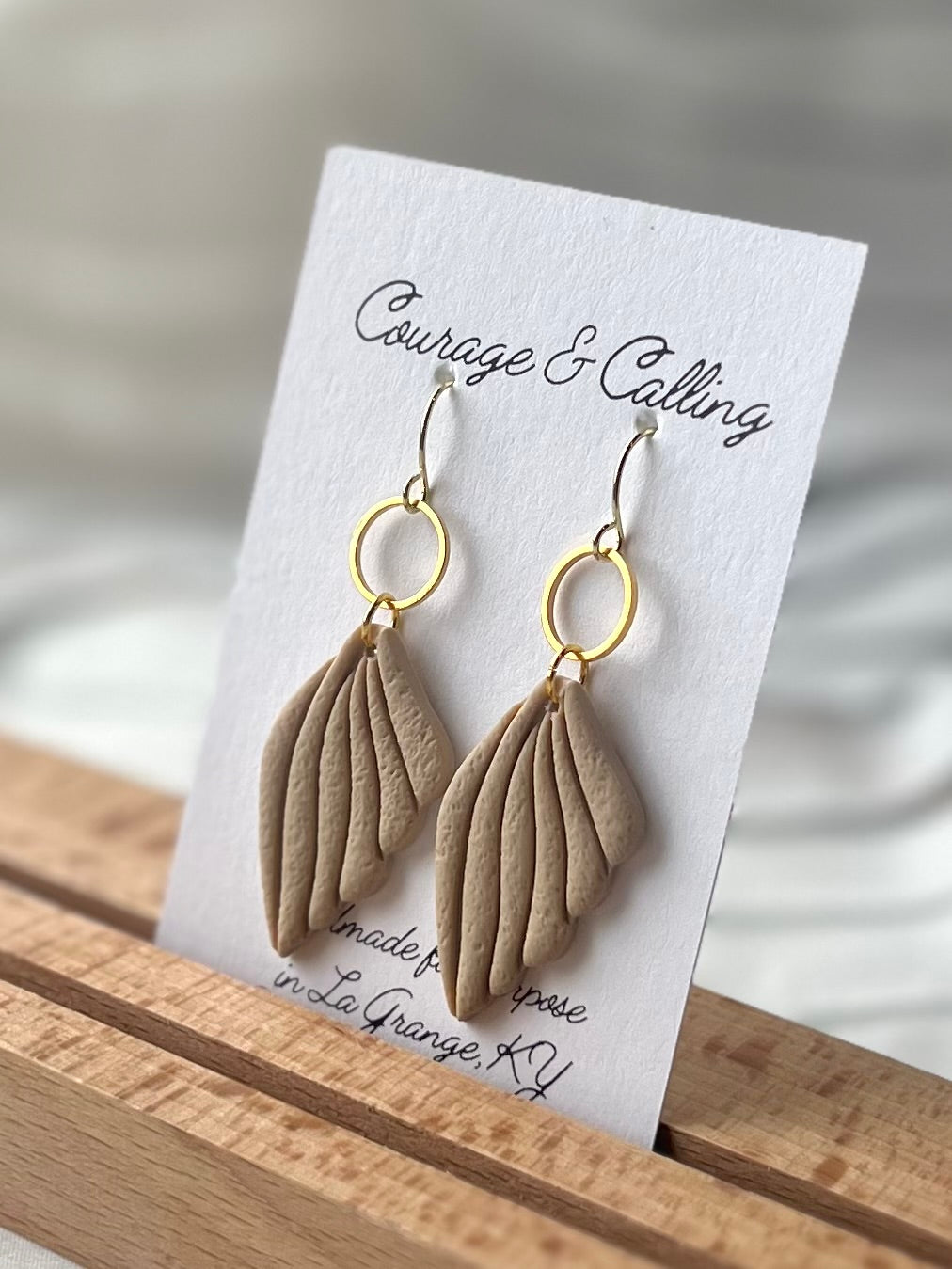 Seashell Dangles in Tan