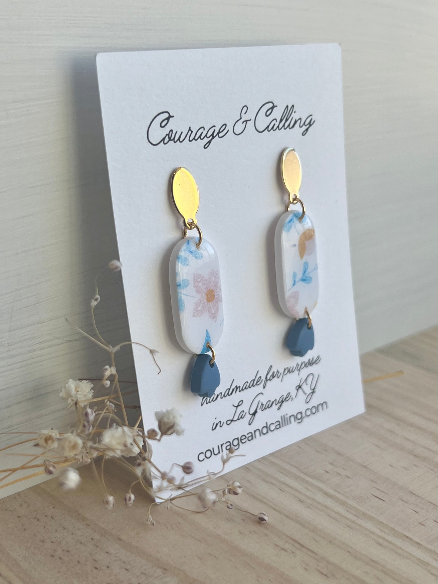 Vintage Floral Silkscreen Dangles
