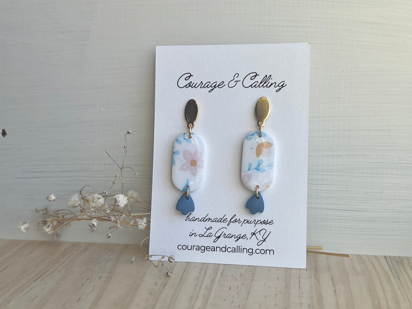 Vintage Floral Silkscreen Dangles
