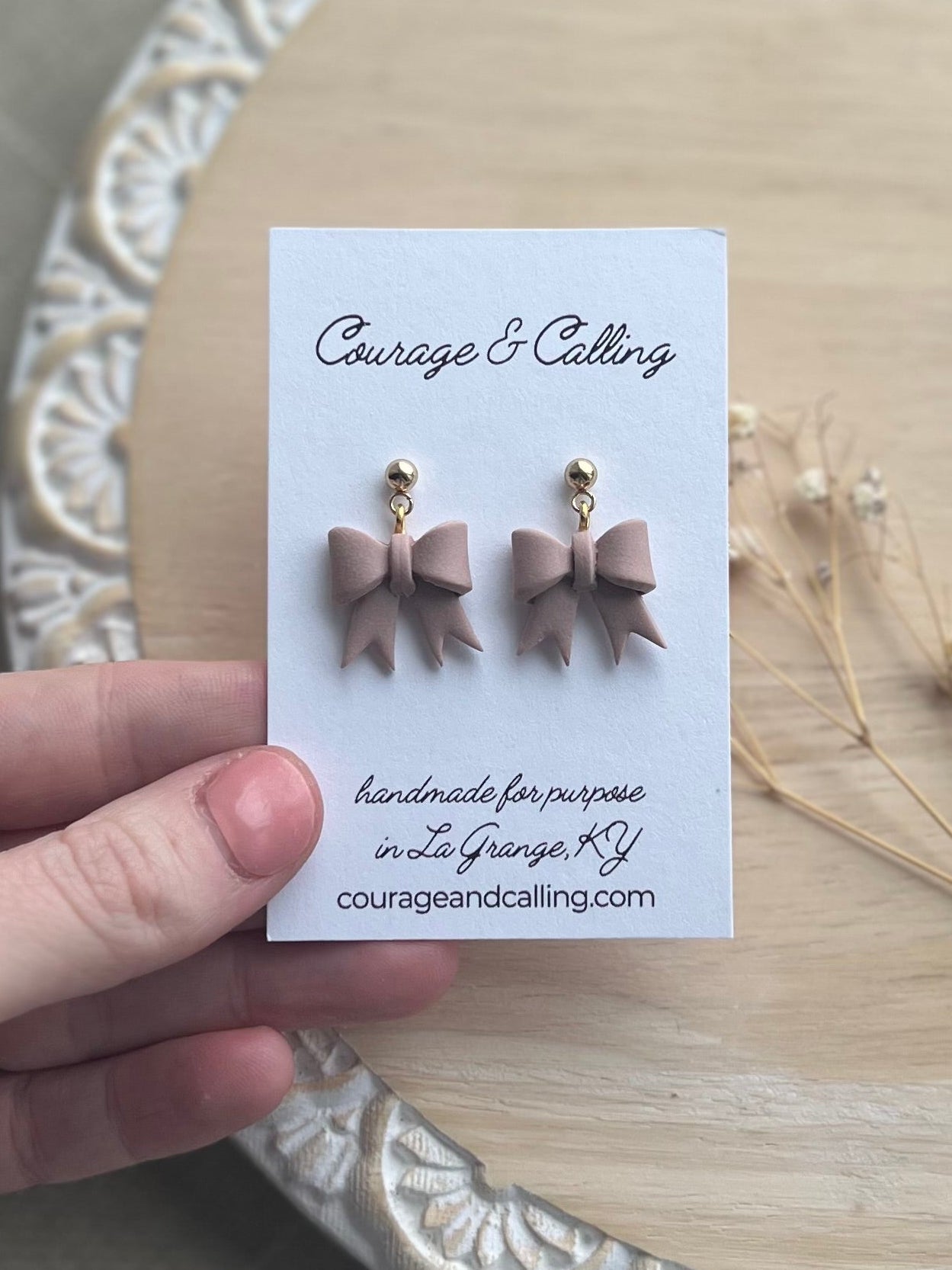 Mini Ribbon Bows in Almond Rose