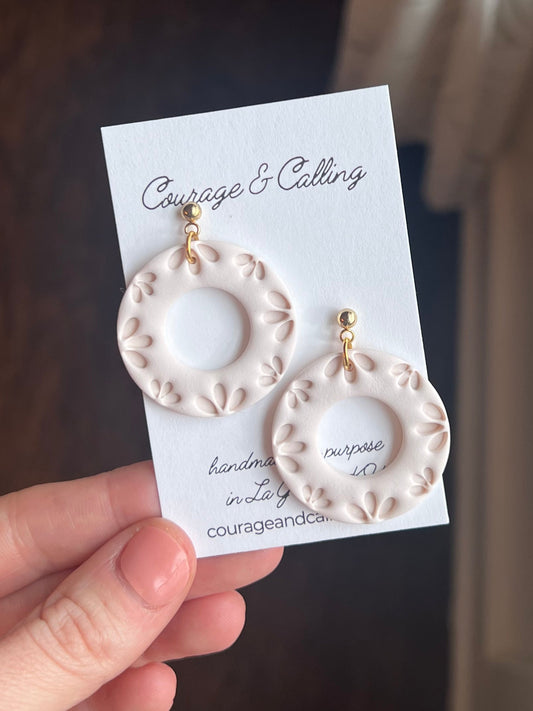 Celeste Dangles in Almond