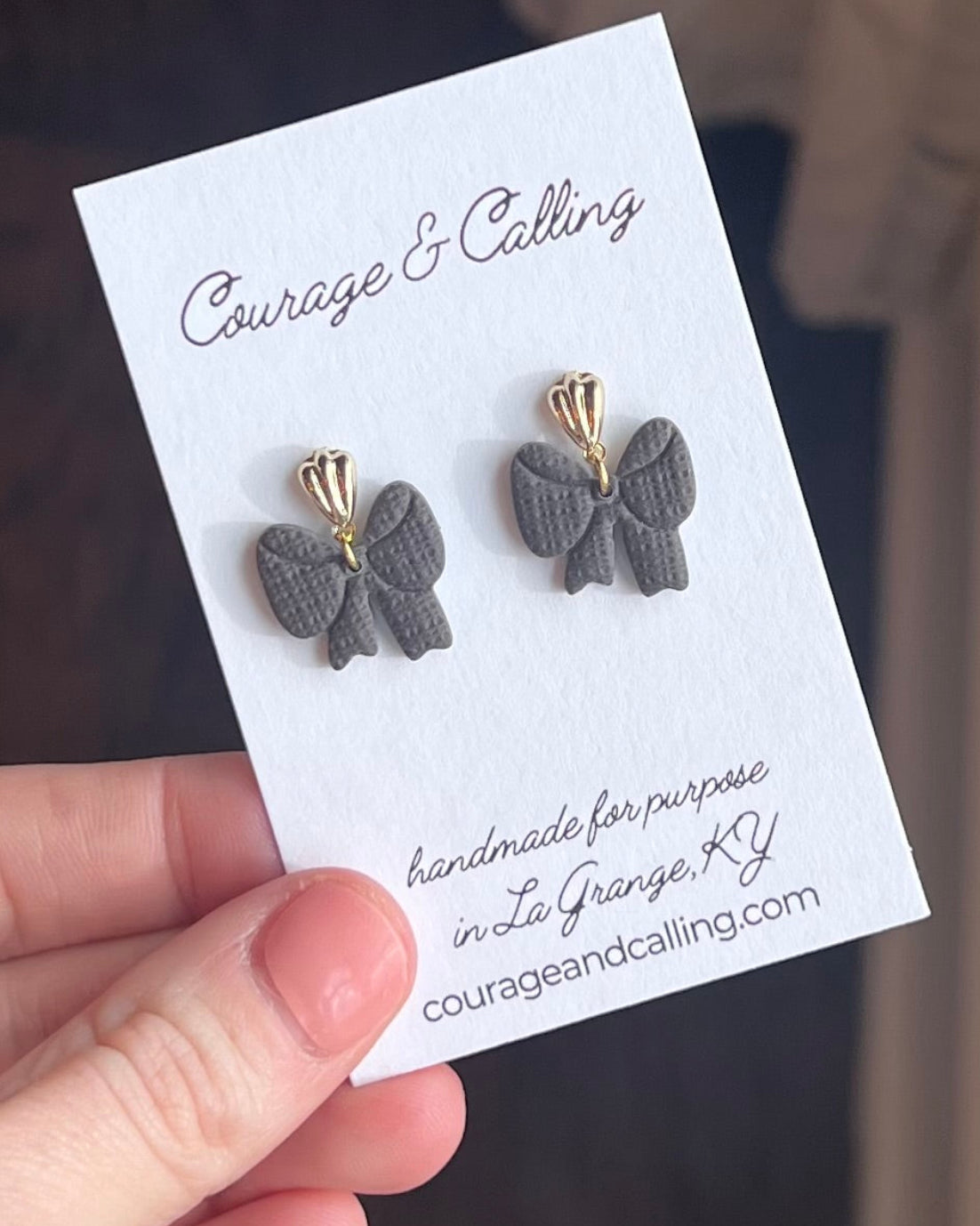 Mini Knit Charcoal Bows