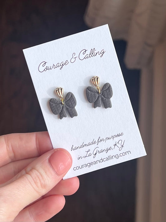 Mini Knit Charcoal Bows