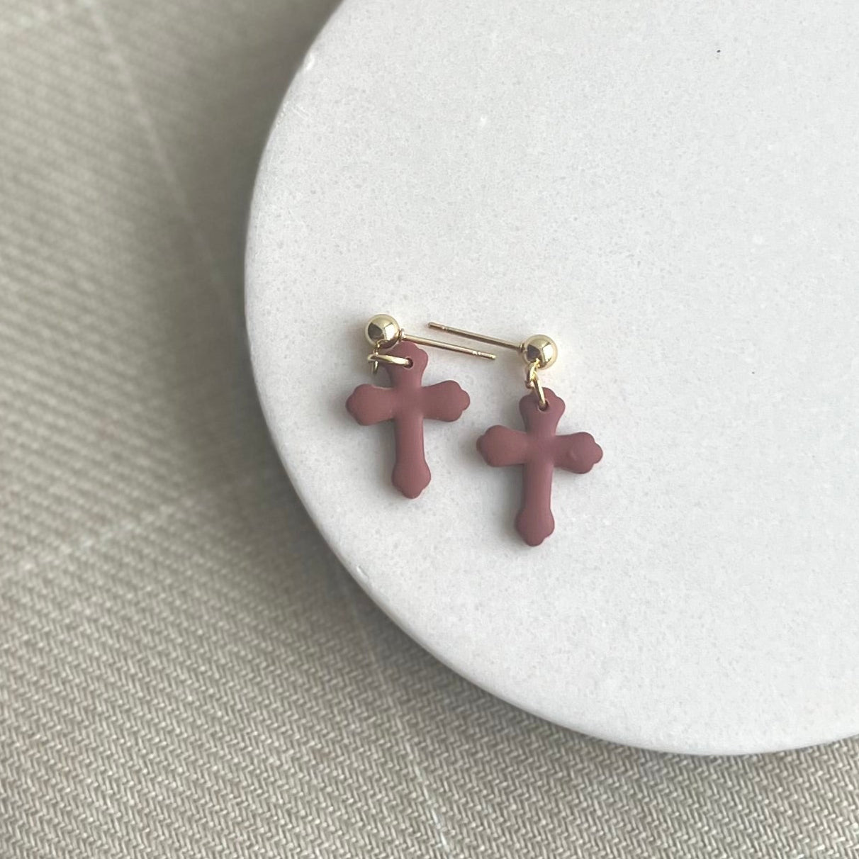Clay Cross Dangles in Terra Cotta