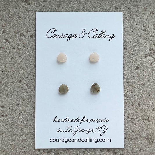 Micro Sea Glass Organic Stud Pack