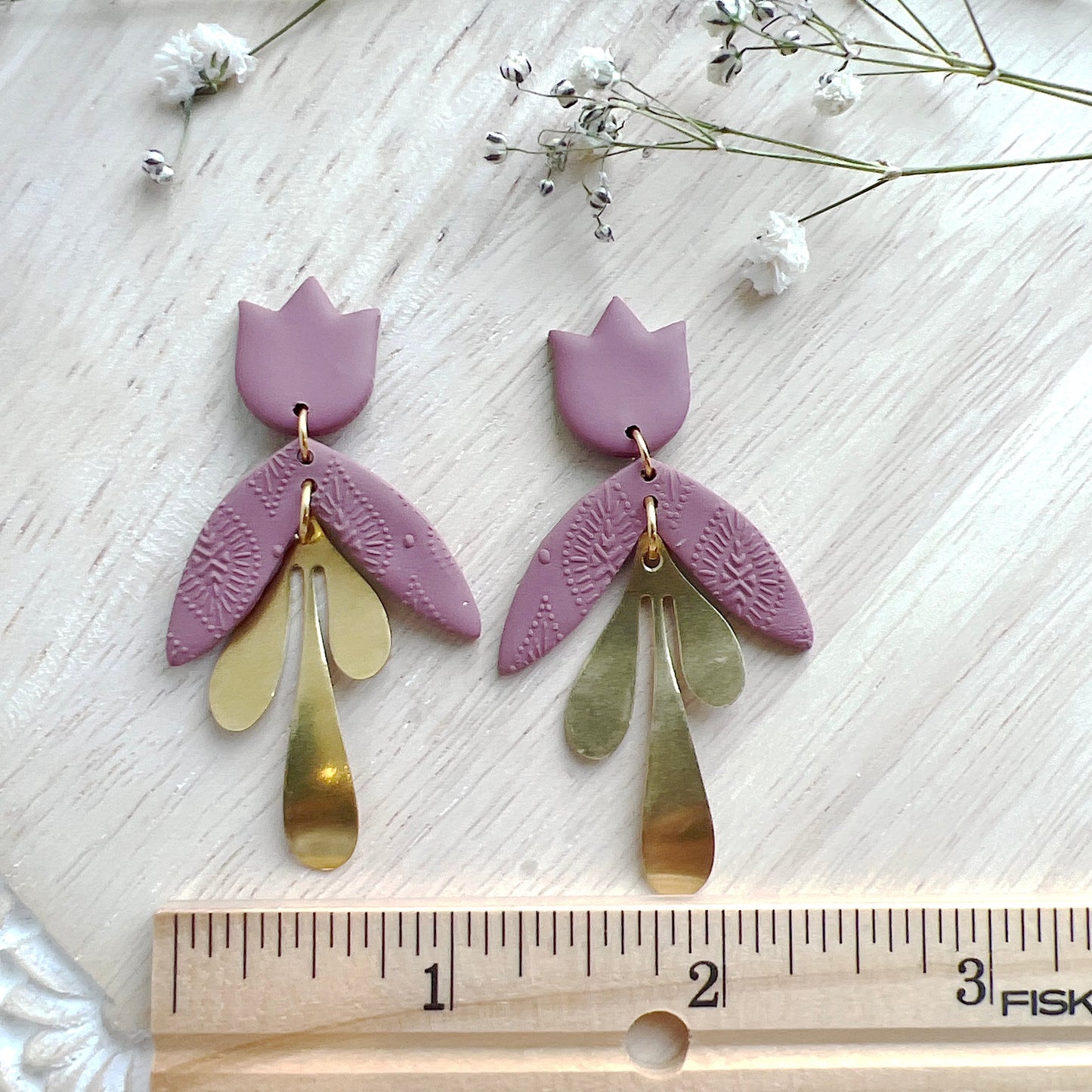 Tulip Textured Dangles in Rosey