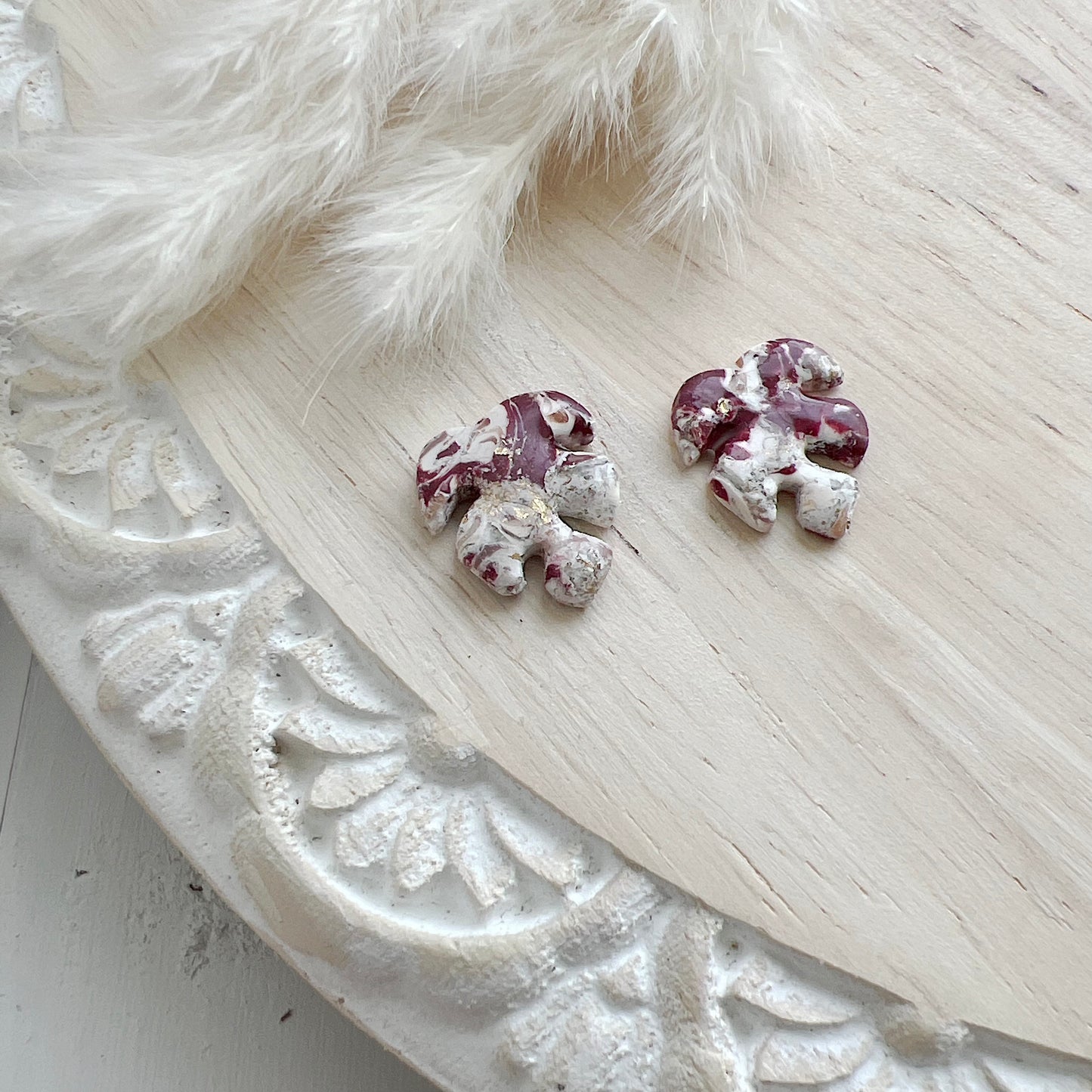 Southwest Red Quartz Monstera Studs