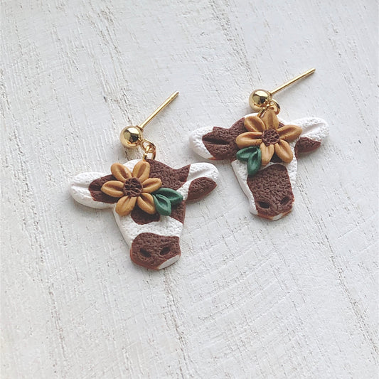 Sunflower Cow Dangles