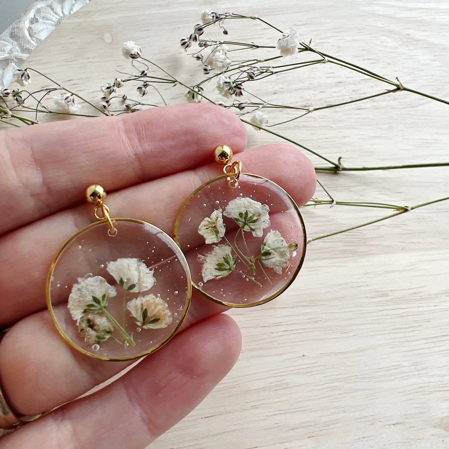 Baby’s Breath Resin Dangles