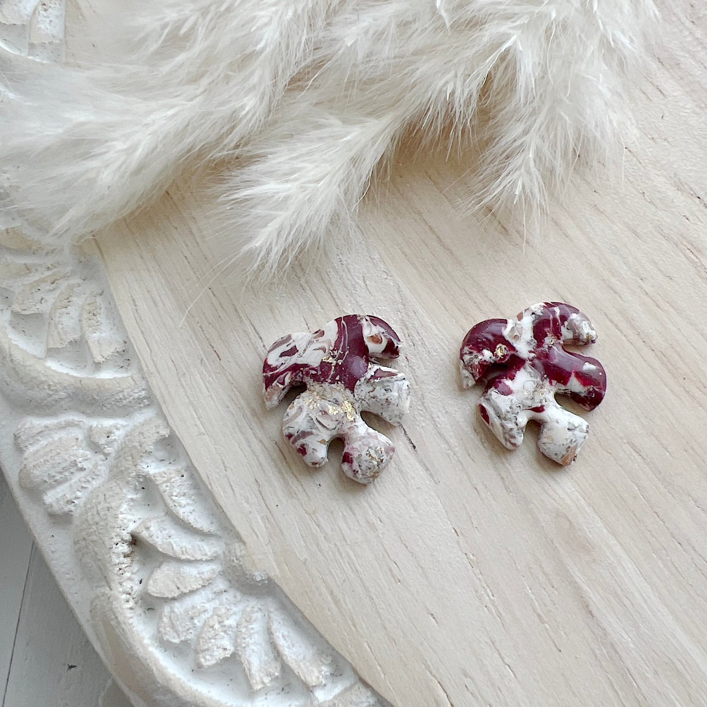 Southwest Red Quartz Monstera Studs