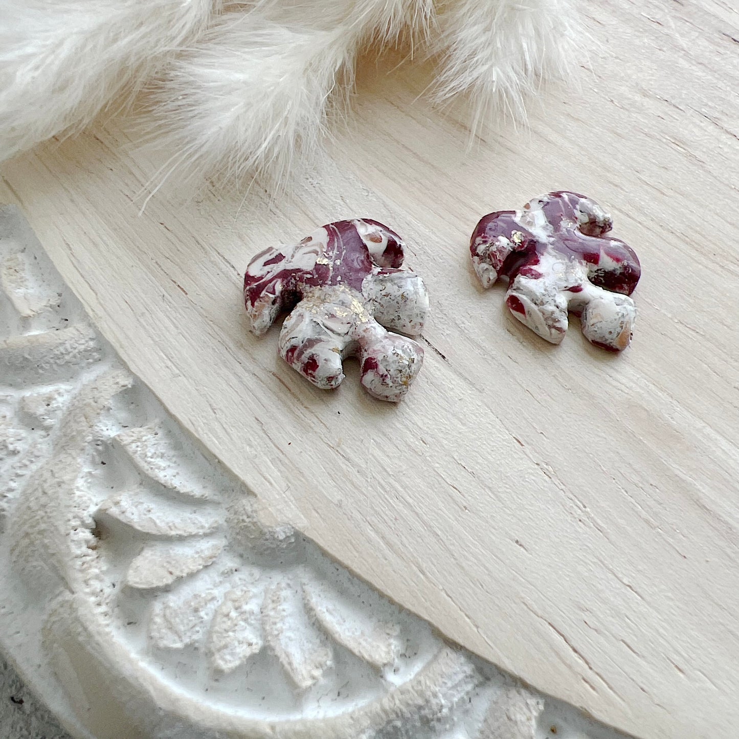 Southwest Red Quartz Monstera Studs