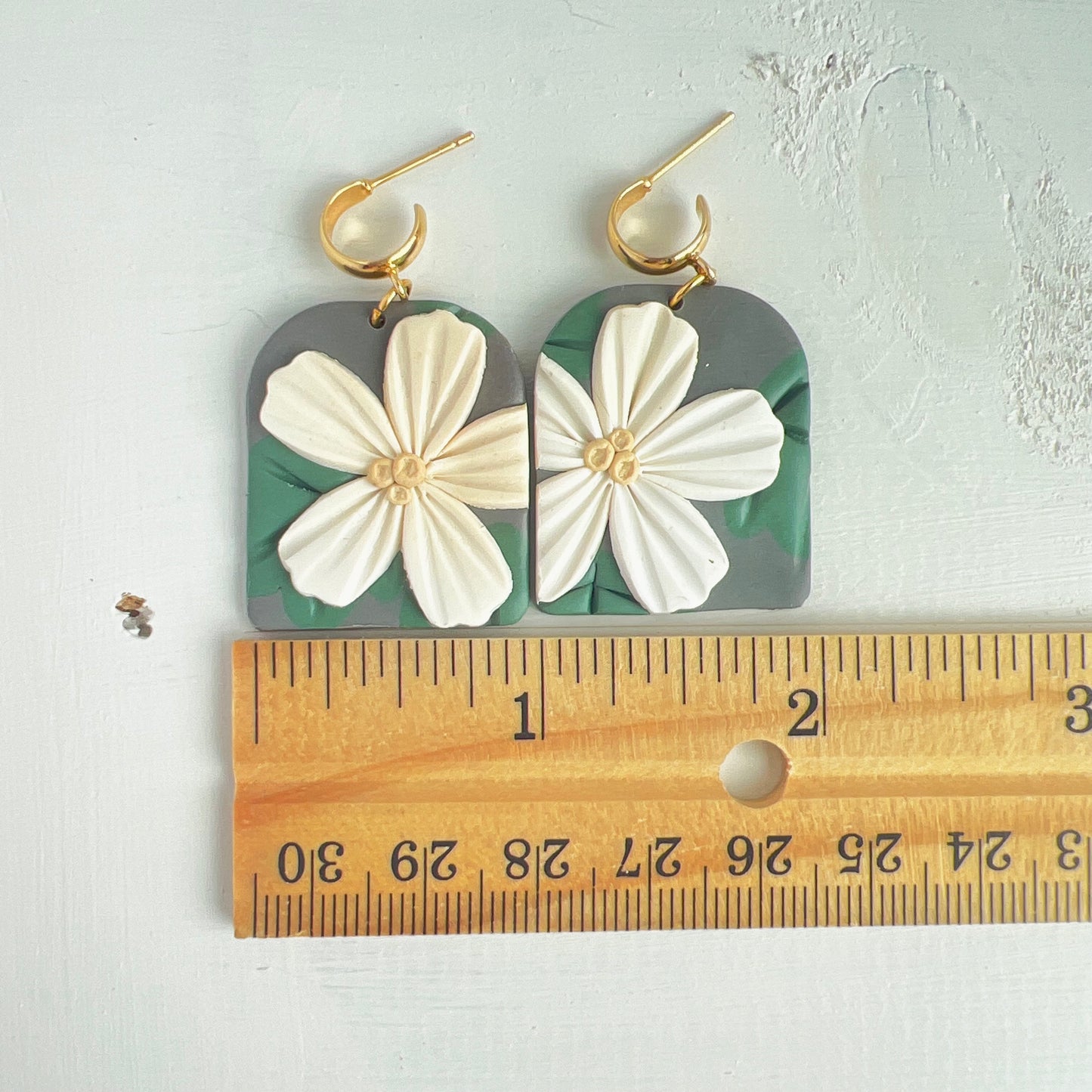 White Floral Statement Dangles