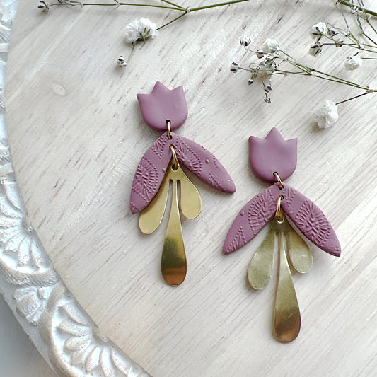 Tulip Textured Dangles in Rosey