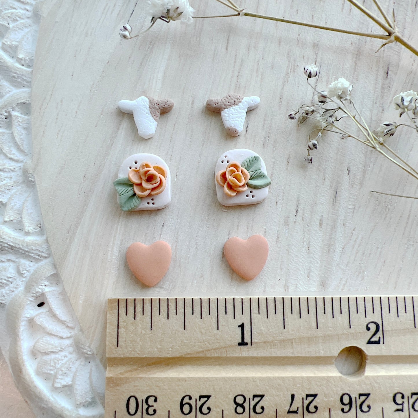 MINI Cow & Peach Rose Stud Pack