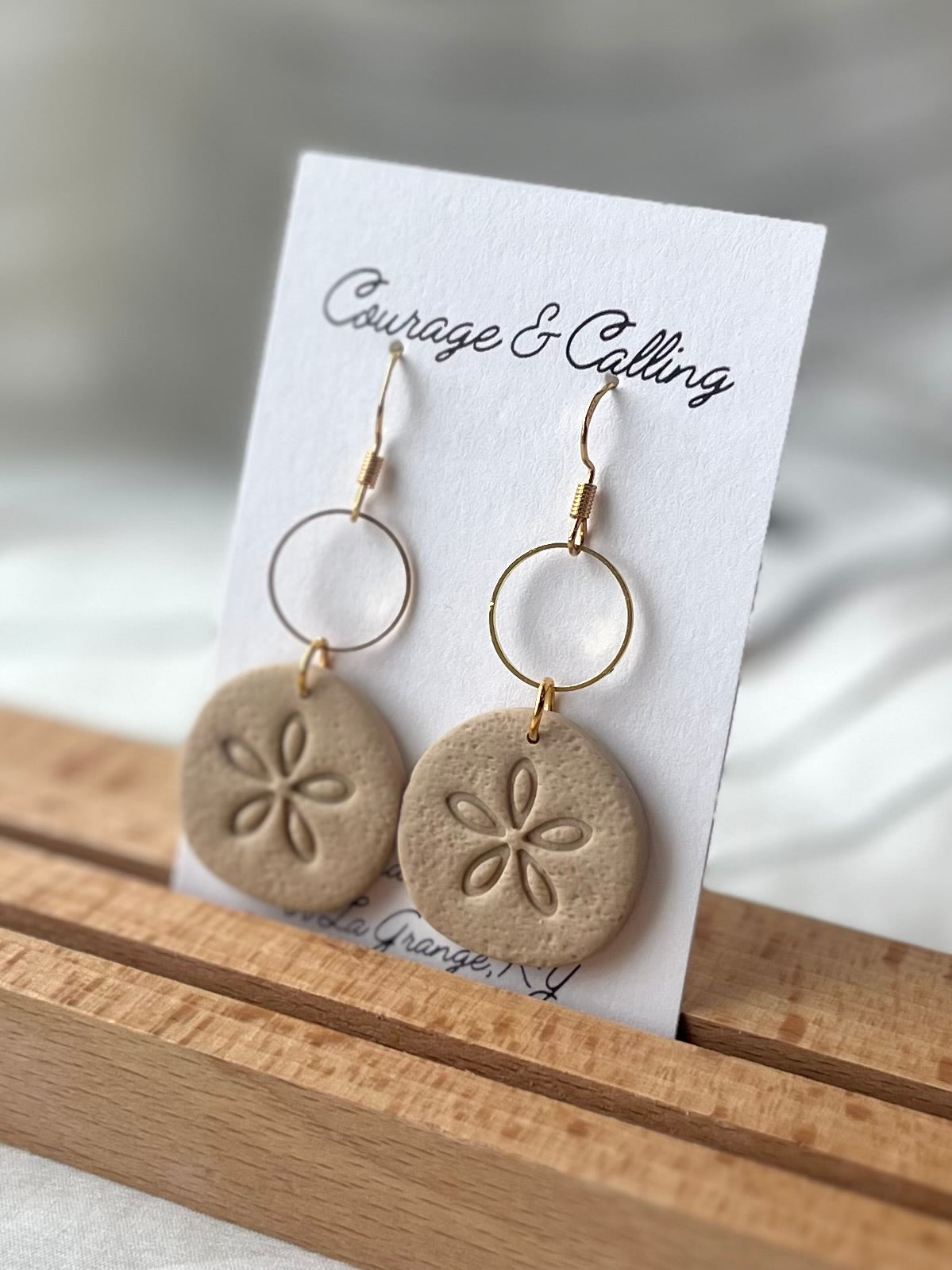 Sand Dollar Dangles in Tan