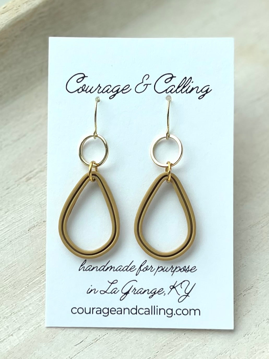 Skinny Loop Dangles in Mustard
