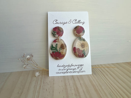 Pressed Resin Floral Dangles