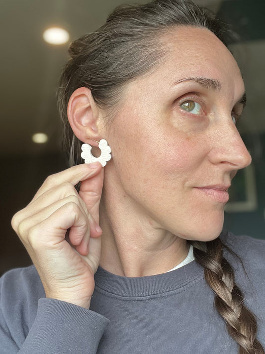 Textured Scallop Clay Hoops