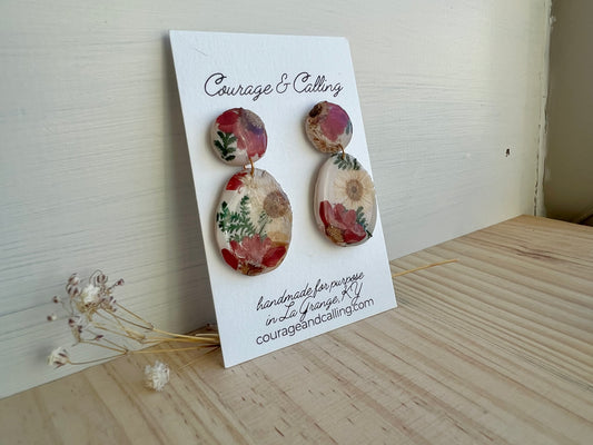 Pressed Resin Floral Dangles