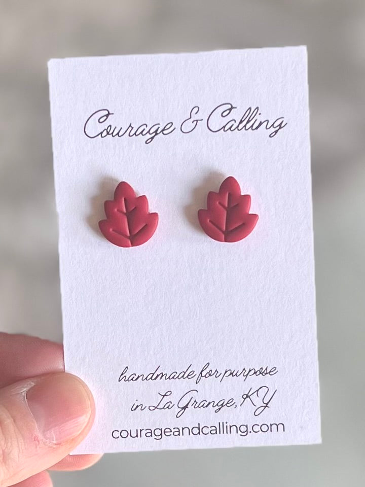 Red Oak Leaf Studs
