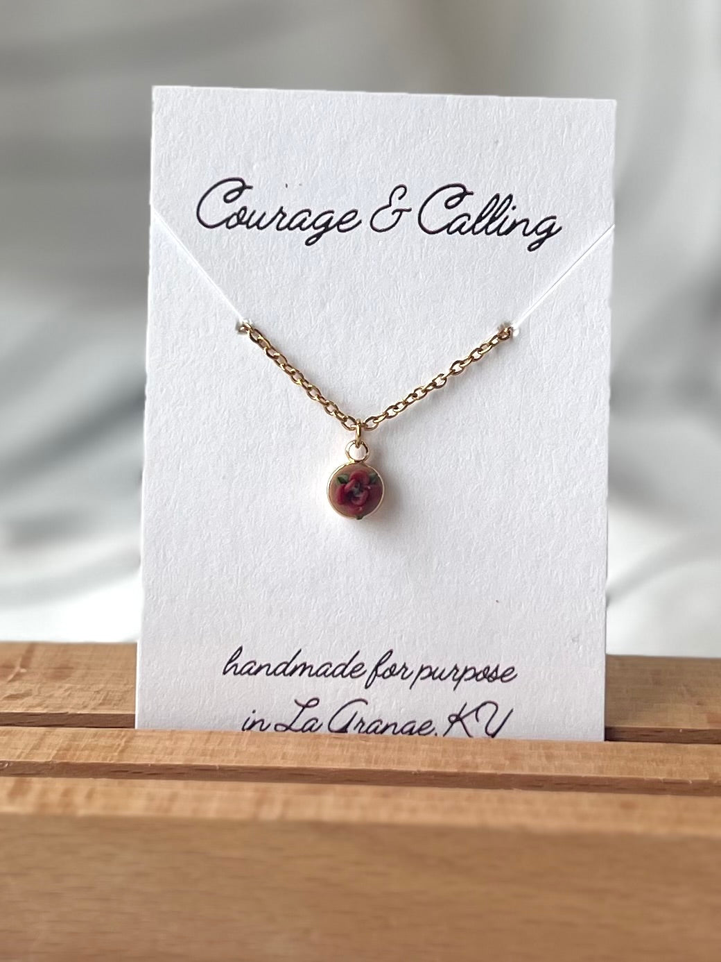 Micro Red Rose Necklace