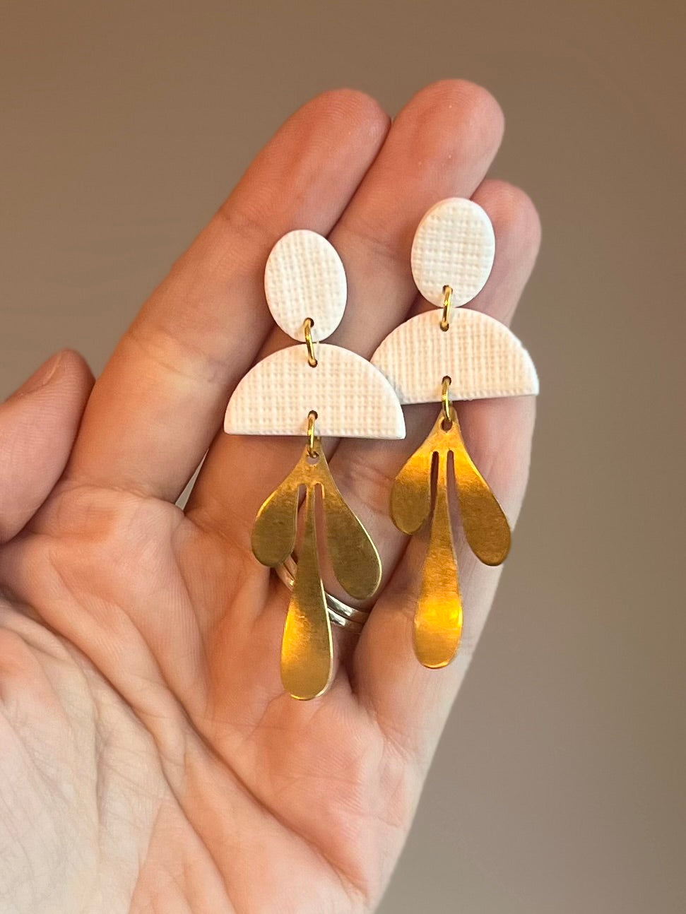 White Linen Statement Dangles