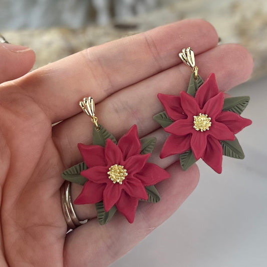 Poinsettia Statement Dangles