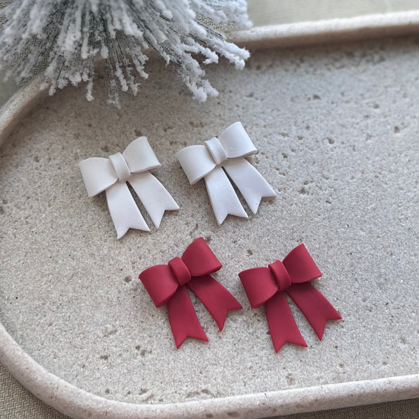 Red Bow Statement Studs